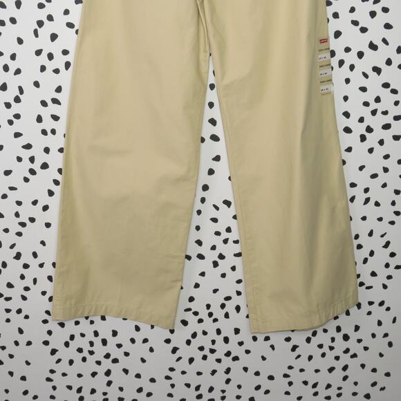 Levi’s Khaki Pleated High Loose Wide Straight Leg Trouser Pants - Picture 7 of 12